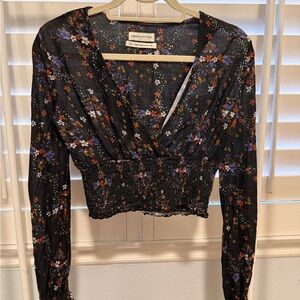 Urban Outfitters Black Floral Blouse